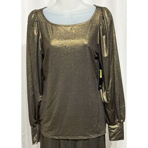 NWT Karen Kane gold metallic long sleeve top size Small